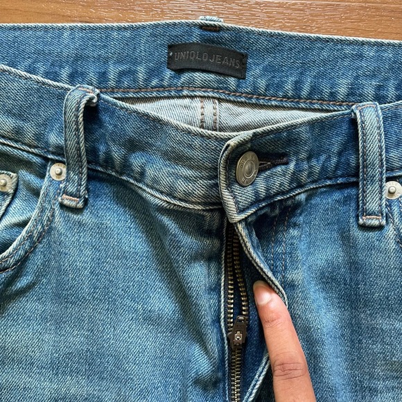 UNIQLO JEANS Mens 32x34 Straight Fit Blue Denim Casual Comfort - Picture 3 of 5